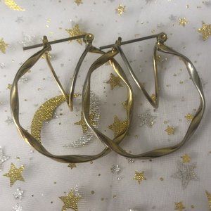 Vintage Double Twisted Gold Hoop Earrings
